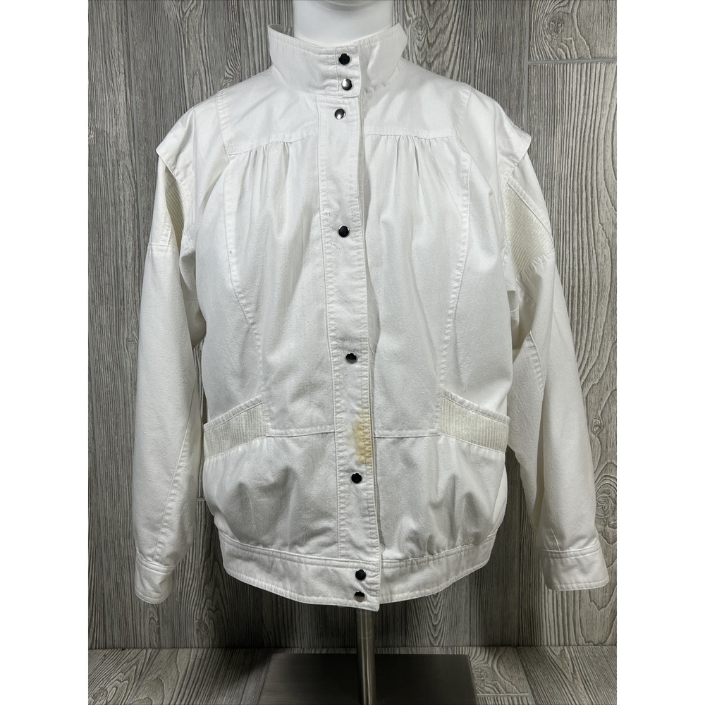 Vintage Liz Novak White Button Up Pocketed Jacket Mother Daughter Womens SZ 16W